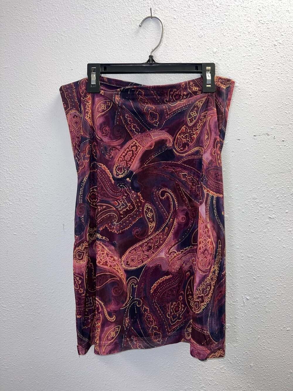VINTAGE Y2K Napoli Mesh Paisley Mini Skirt Whimsygoth Purple Plum L 0205